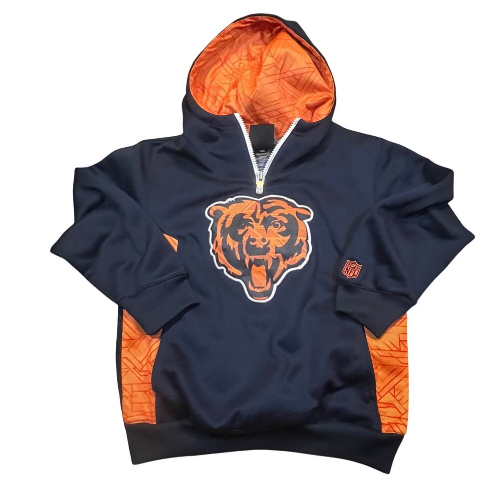 Chicago Bears Kids Large Hoodie NFL Team Apparel‎ Navy Orange Football Logo